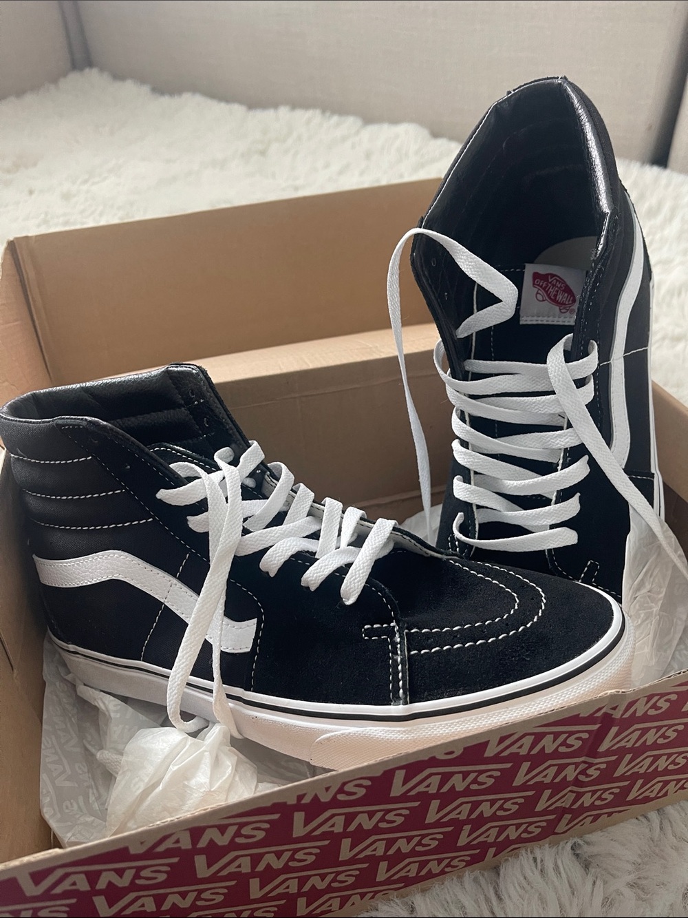 Vans Men’s Sk8-Hi Black and White High-Top Sneakers